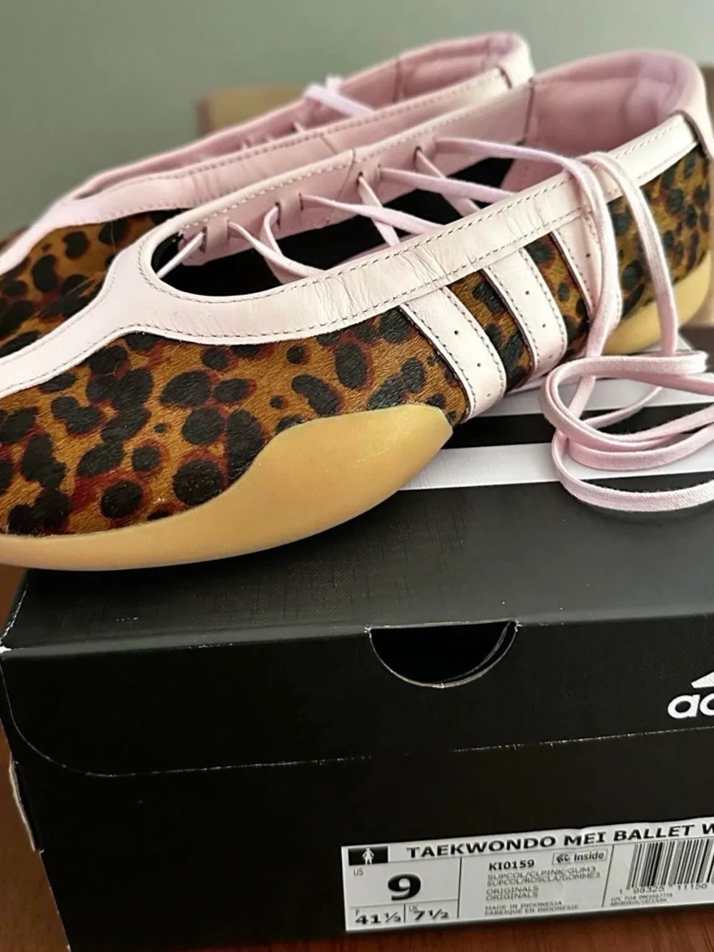 NWOT Adidas Leopard Print Ballet Flat with Light Pink Trim - Picture 2 of 4